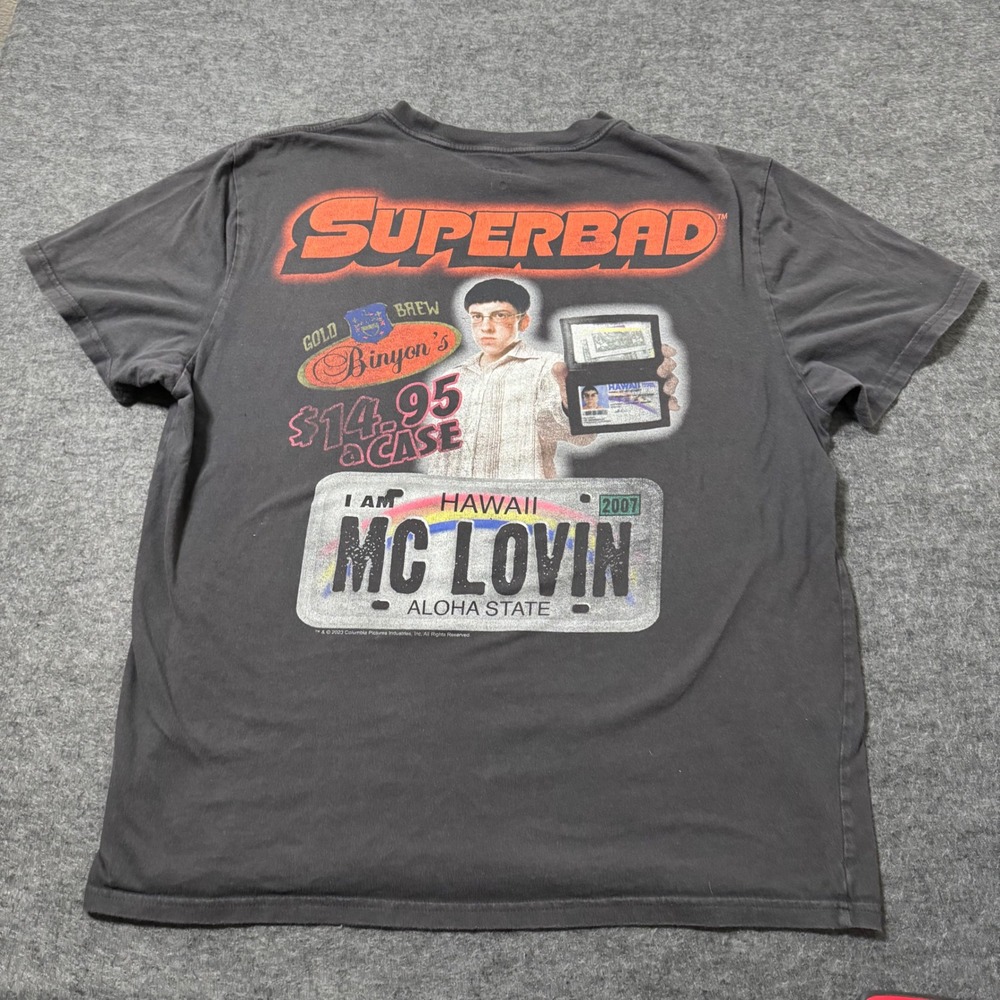 Hollister Superbad McLovin Graphic T-Shirt Mens XL Relaxed Fit Washed Black Tee